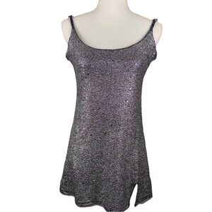 Lulus Small Rhapsody‎ Silver Sequin Mini Dress Sheath Sleeveless Party Glam Club
